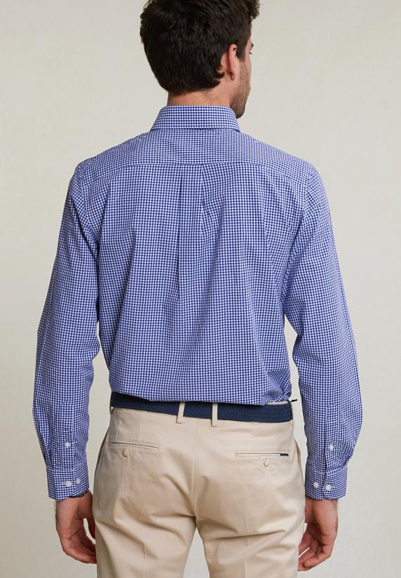 River Woods Regular Fit Geruit Hemd Borstzak Blauw/wit