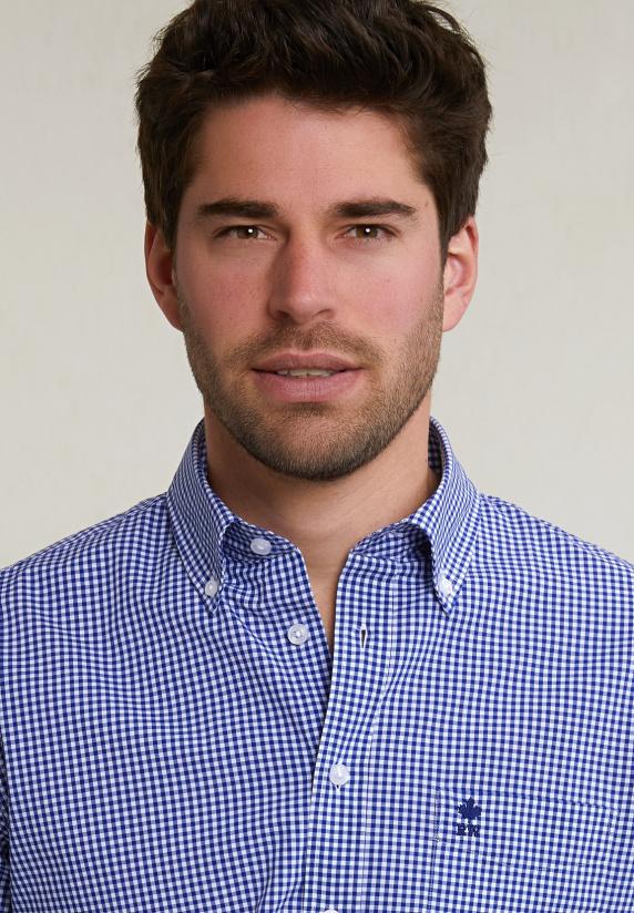 River Woods Regular Fit Geruit Hemd Borstzak Blauw/wit