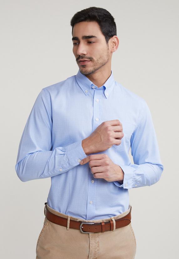 river woods Regular fit geruit hemd met zak blauw/wit