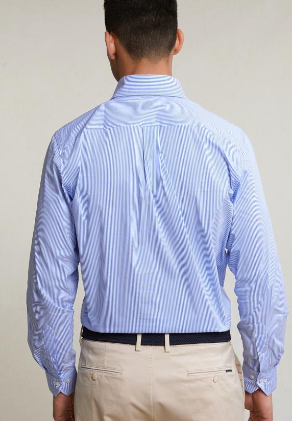 River Woods Regular Fit Gestreept Hemd Performance Stretch Blauw/wit