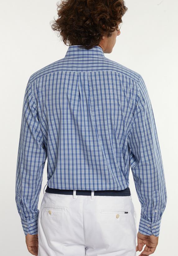 River Woods Regular Fit Katoenen Geruit Hemd Blauw/groen