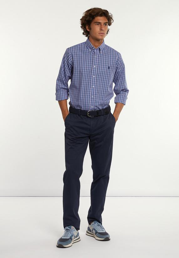 River Woods Regular Fit Katoenen Geruit Hemd Blauw/rood