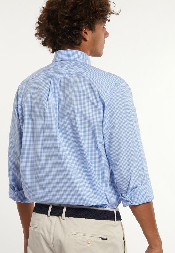 River Woods Regular Fit Katoenen Geruit Hemd Blauw/wit