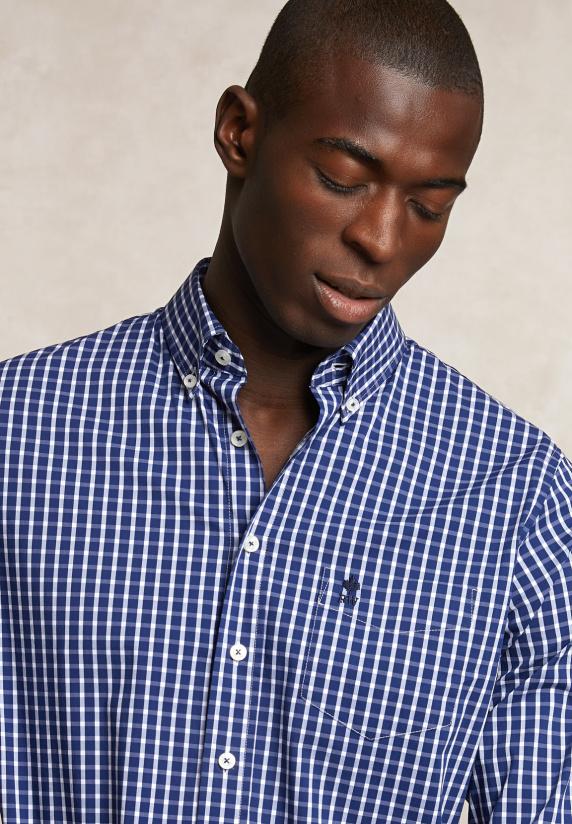 River Woods Regular Fit Katoenen Geruit Hemd Blauw/wit
