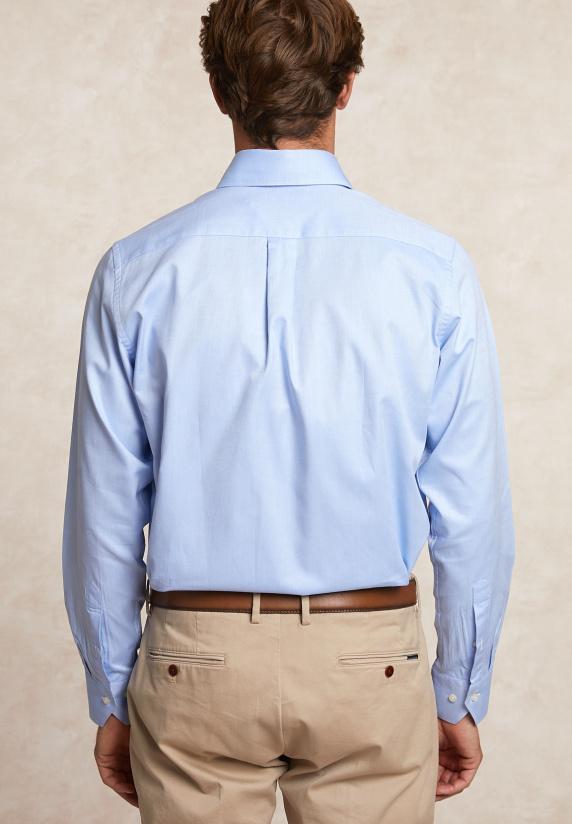 River Woods Regular Fit Katoenen Gestipt Hemd Blauw