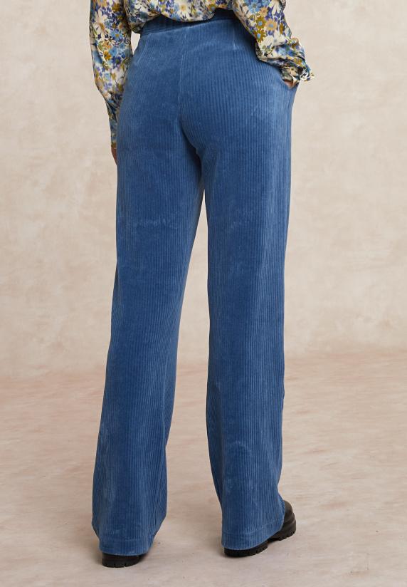 River Woods Ribfluwelen Broek Elastische Taille Blauw