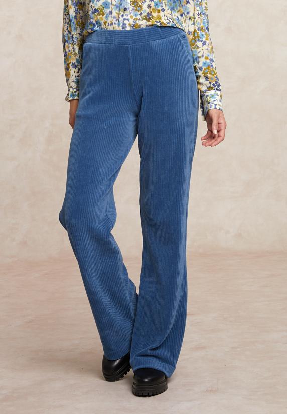 River Woods Ribfluwelen Broek Elastische Taille Blauw