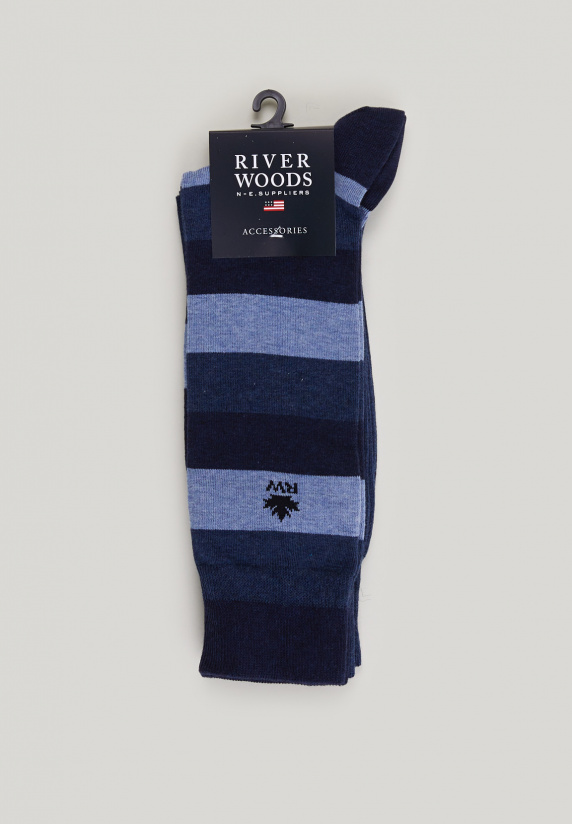 river woods 2-paar gestreepte sokken dk navy
