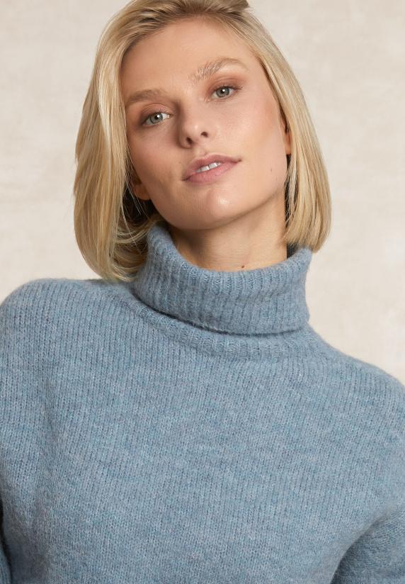 River Woods Alpaca-wol Rolkraag Trui Blauw