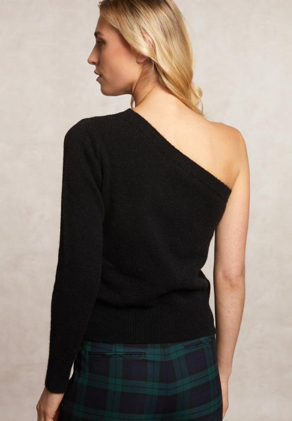 River Woods Asymmetrische Effen Trui Zwart