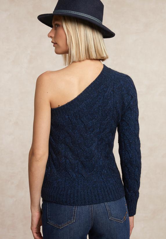 River Woods Asymmetrische Kabeltrui Indigo