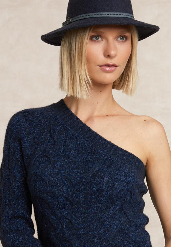 River Woods Asymmetrische Kabeltrui Indigo