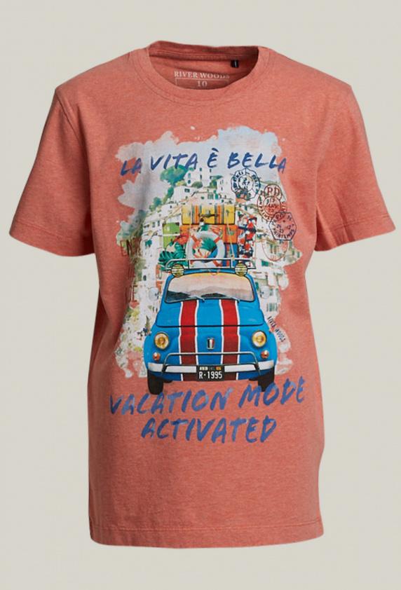 river woods Basic katoenen t-shirt cotta mix