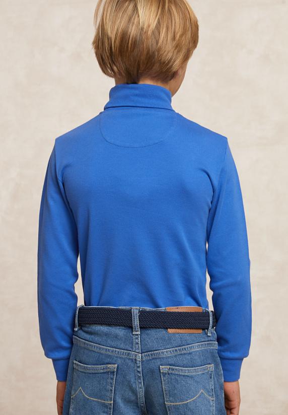 River Woods Basic Rolkraag T-shirt Blauw