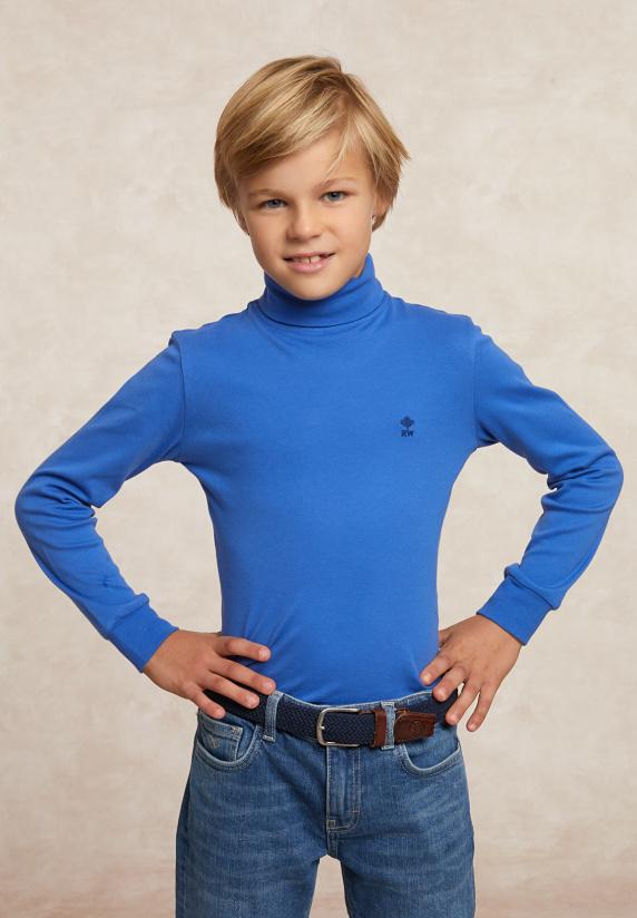 River Woods Basic Rolkraag T-shirt Blauw