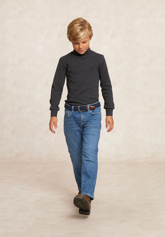 River Woods Basic Rolkraag T-shirt Charcoal Mix