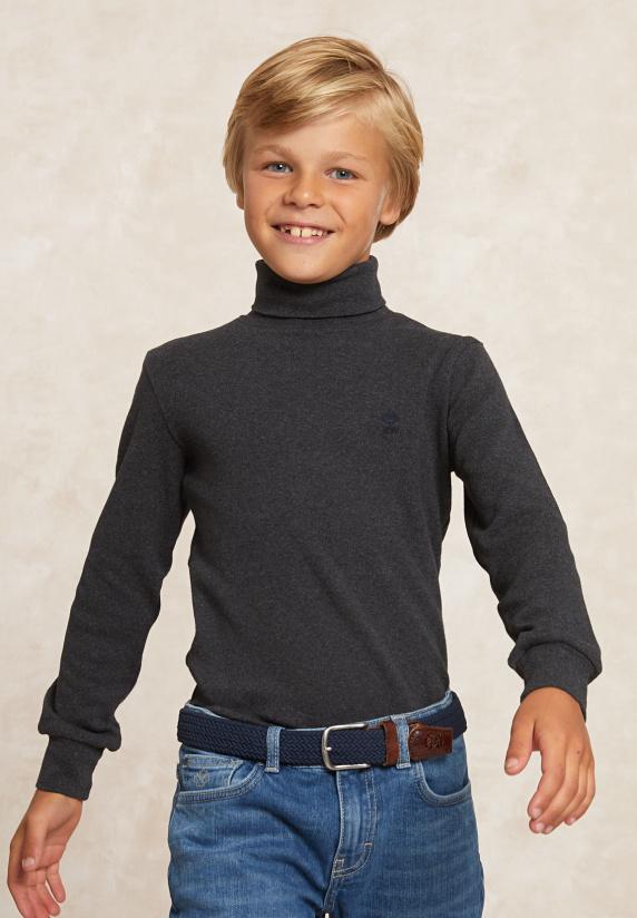 river woods Basic rolkraag T-shirt charcoal mix