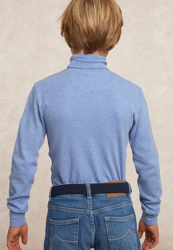 River Woods Basic Rolkraag T-shirt Dk Glacier Mix