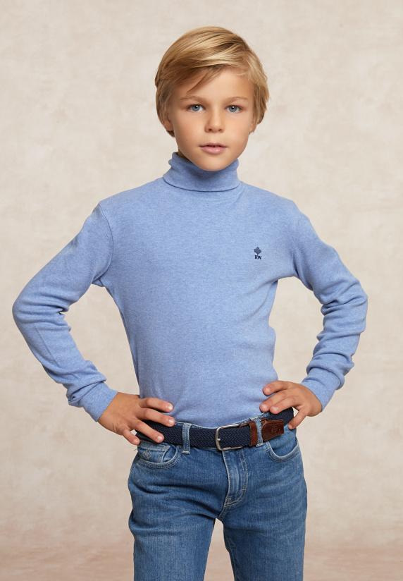 River Woods Basic Rolkraag T-shirt Dk Glacier Mix