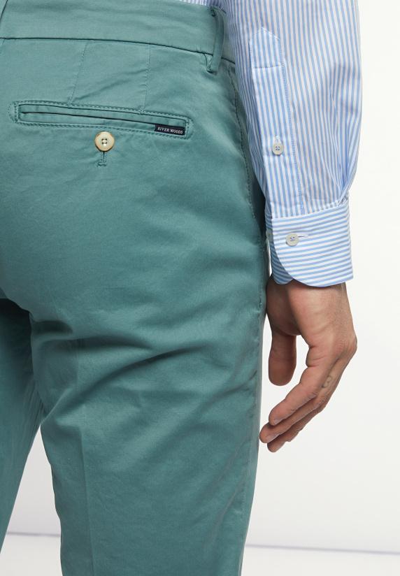 River Woods Basic Stretch Chinobroek Opal Green
