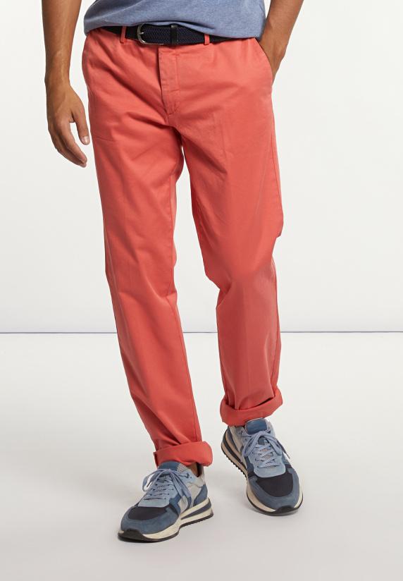 River Woods Basic Stretch Chinobroek Pastel Red