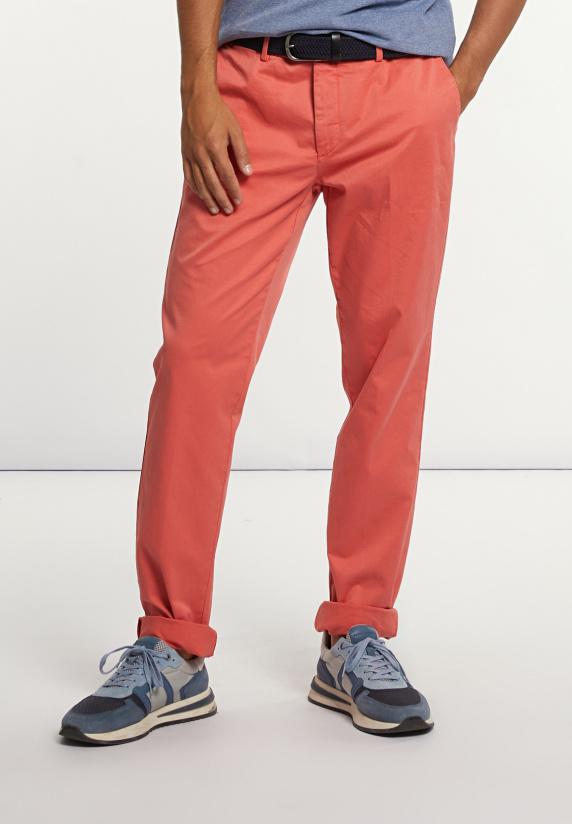 river woods Basic stretch chinobroek pastel red