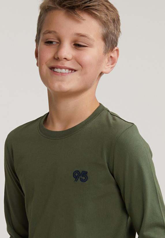 River Woods Basic T-shirt Lange Mouwen Kaki