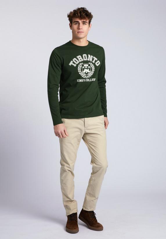 River Woods Basic T-shirt Met Ronde Hals In Groen