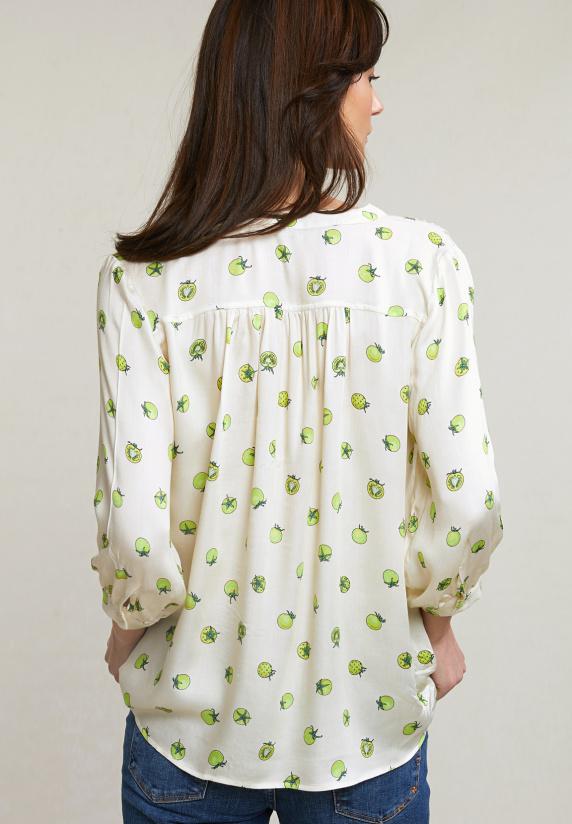 River Woods Beige/gele Fantasie Blouse 3/4 Mouwen