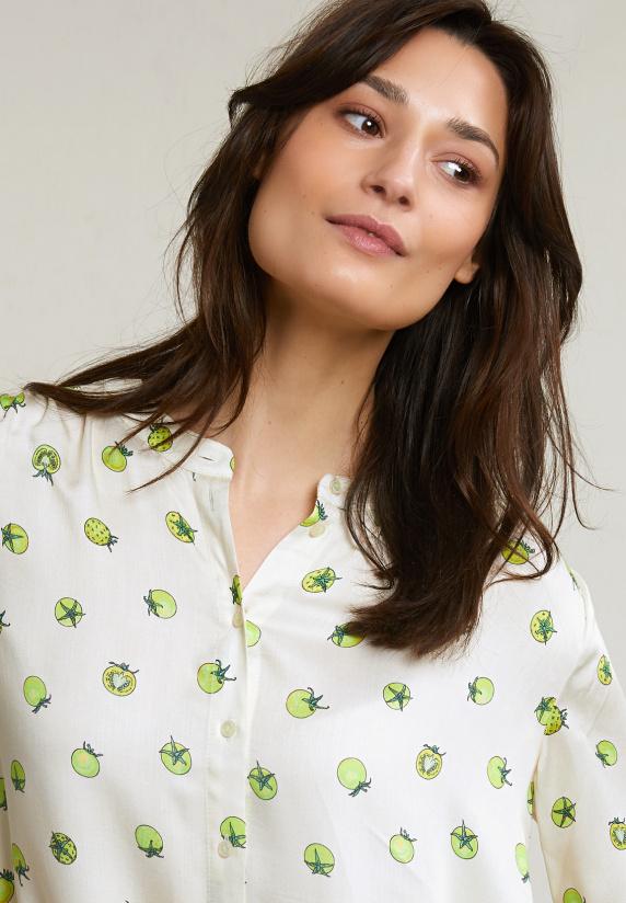 River Woods Beige/gele Fantasie Blouse 3/4 Mouwen