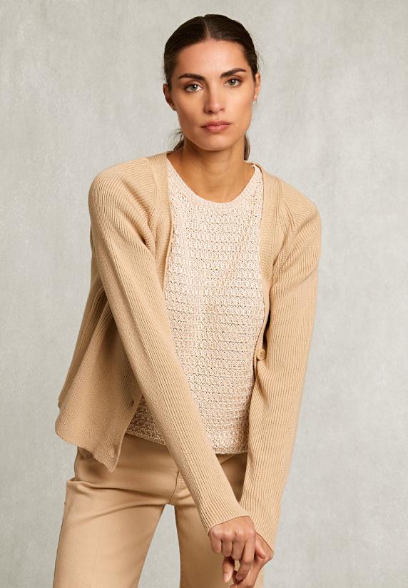 River Woods Beige Katoenen V-hals Cardigan