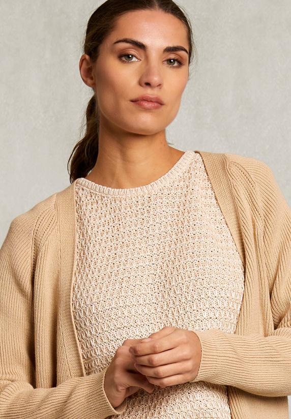 River Woods Beige Katoenen V-hals Cardigan