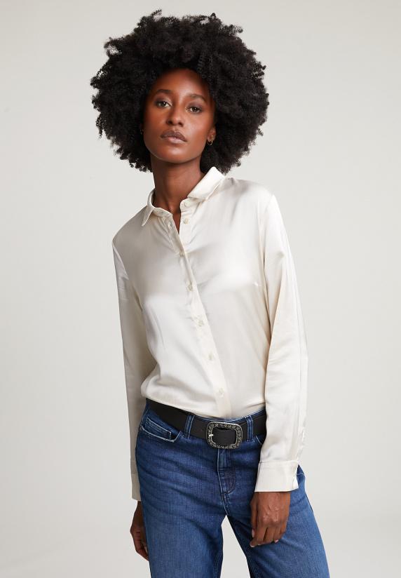 river woods Beige klassieke blouse