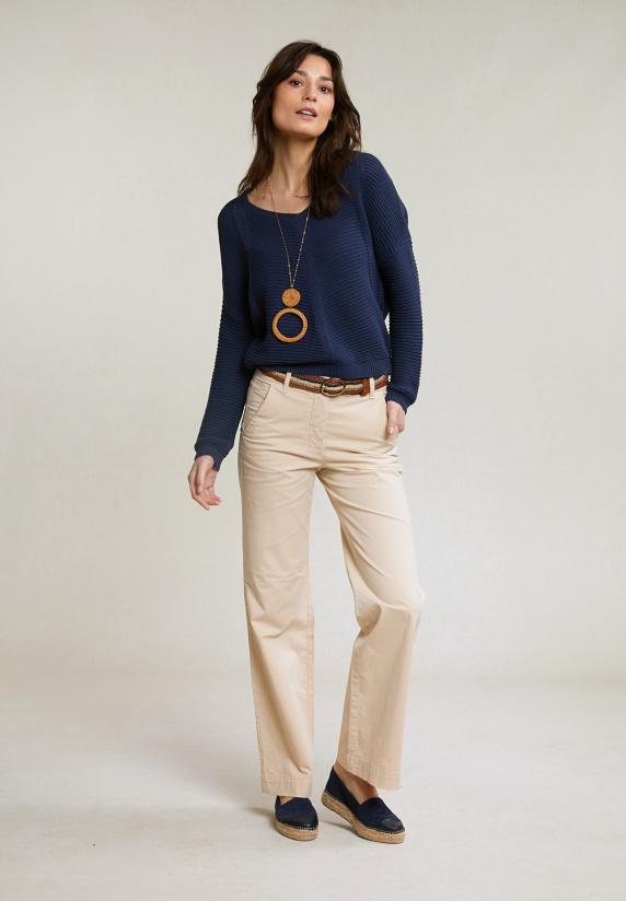 river woods Beige rechte stretch broek