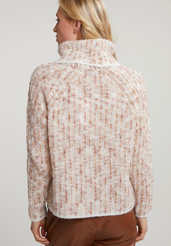 River Woods Beige/witte Rolkraag Trui Lange Mouwen