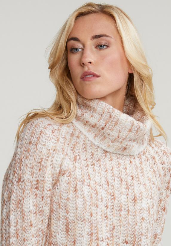 River Woods Beige/witte Rolkraag Trui Lange Mouwen