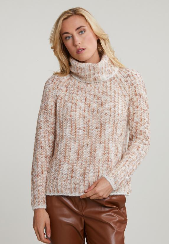 river woods Beige/witte rolkraag trui lange mouwen