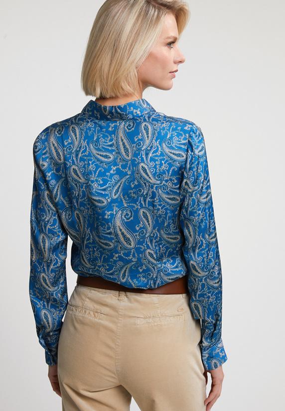 River Woods Blauw/beige Klassieke Paisley Blouse