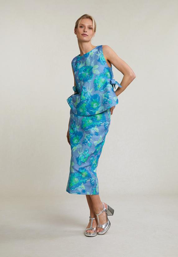 River Woods Blauw/groen Gebloemde Mouwloze Top