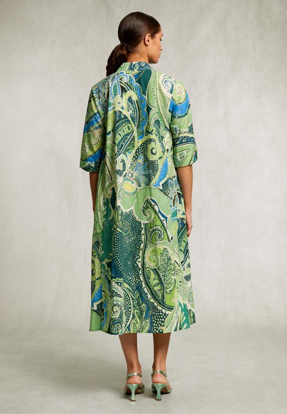 River Woods Blauw/groene Fantasie V-hals Jurk