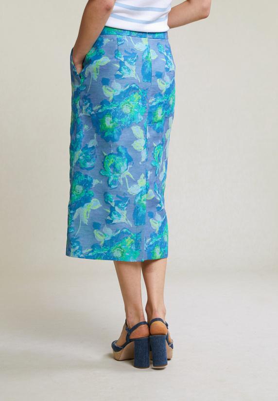 River Woods Blauw/groene Gebloemde Midirok