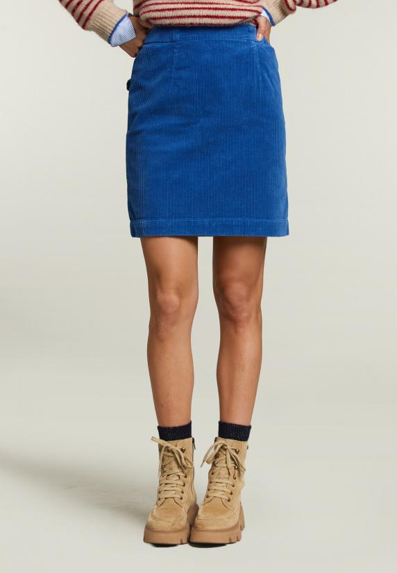 river woods Blauw korte ribfluwelen rok