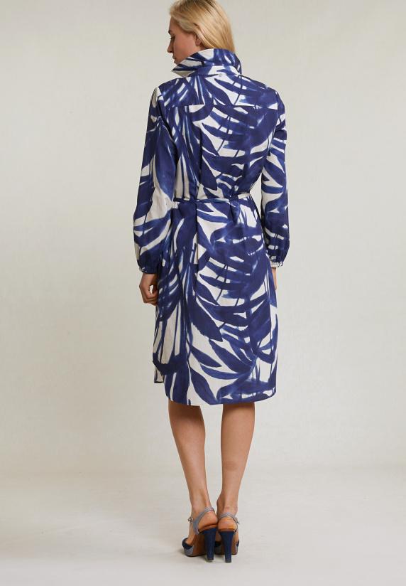 River Woods Blauw/wit Fantasie V-hals Jurk