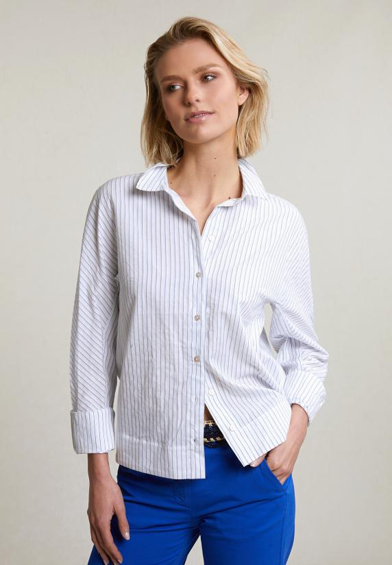 river woods Blauw/wit geknoopte gestreepte blouse