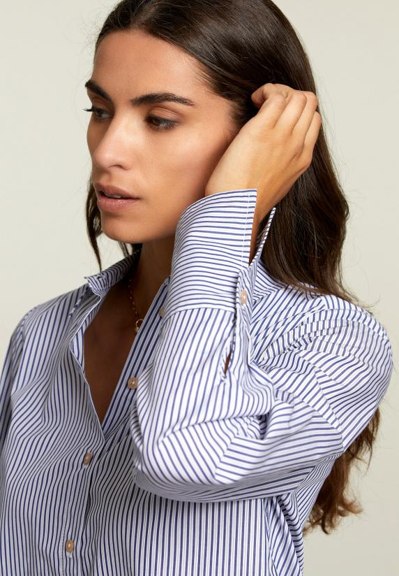 River Woods Blauw/wit Gestreepte Blouse