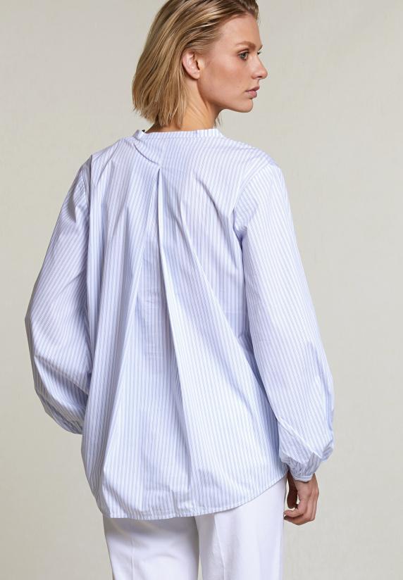 River Woods Blauw/wit Gestreepte Blouse Pofmouwen