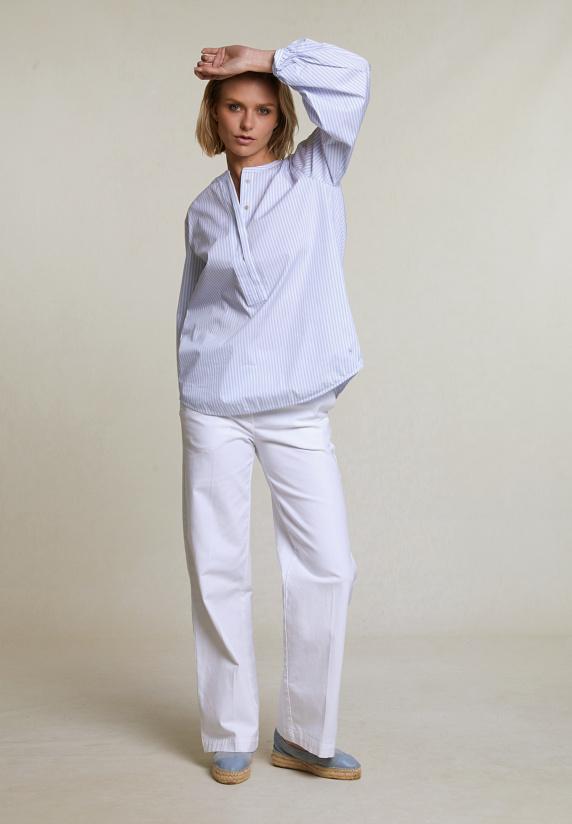 River Woods Blauw/wit Gestreepte Blouse Pofmouwen