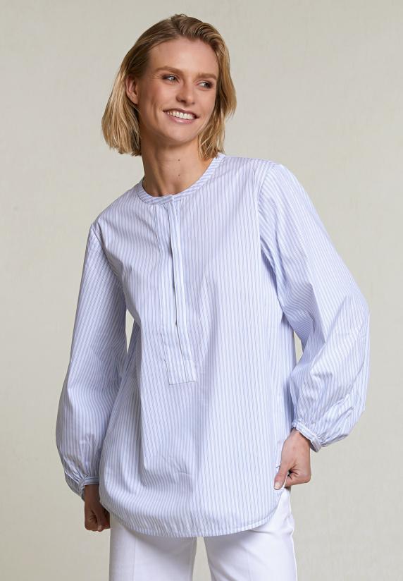 river woods Blauw/wit gestreepte blouse pofmouwen