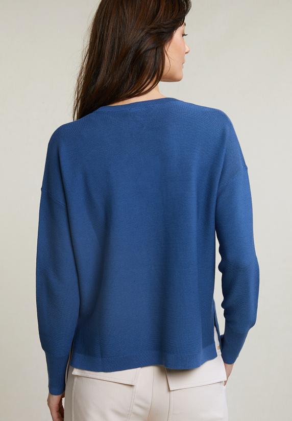 River Woods Blauwe Basic V-hals Trui Lange Mouwen