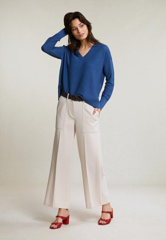 River Woods Blauwe Basic V-hals Trui Lange Mouwen